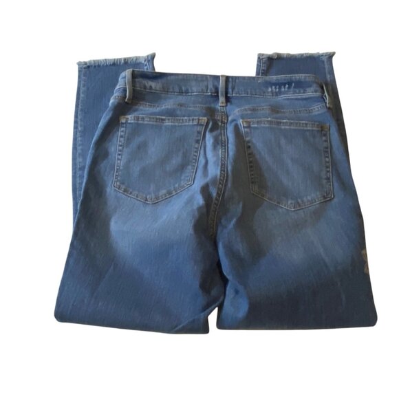 Loft Womens Floral Design Blue Denim Jeans Size 30/10 Curvy Skinny Frayed Hem - Picture 12 of 14